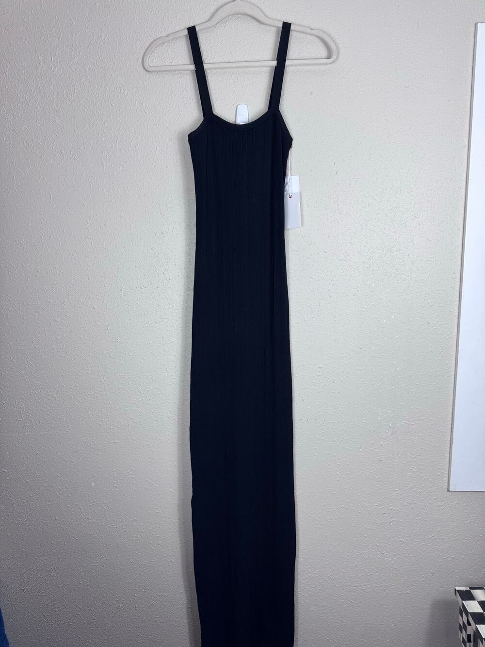 NWT Good American Sculpting Modern Tank Ribbed Maxi Dress Black Size XL